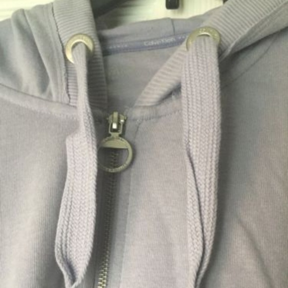 Side-Tie Zip Cropped Hoodie Blue Ashes - Picture 3 of 5